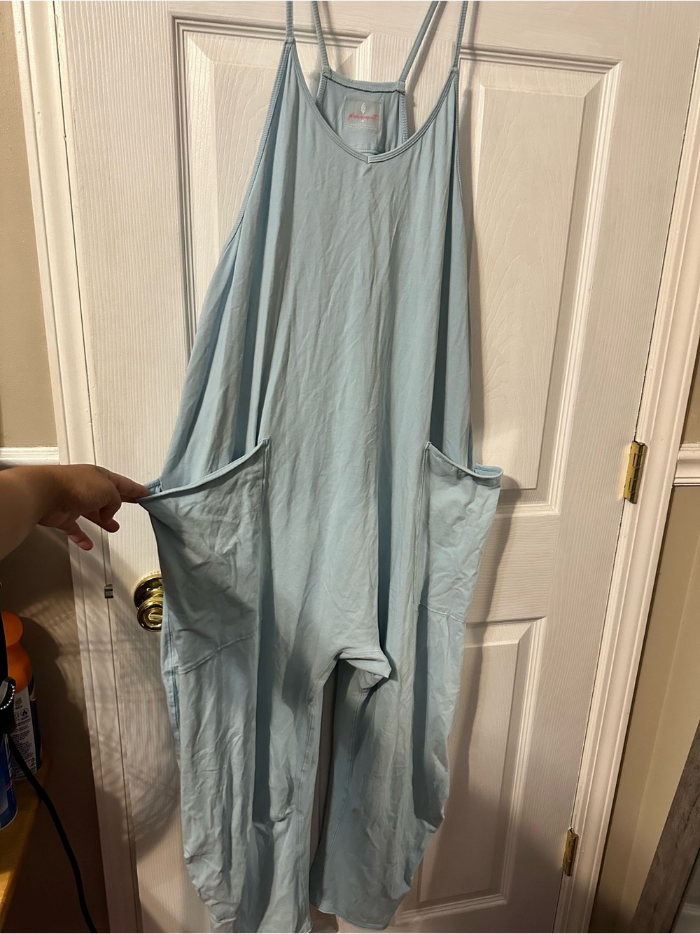 FP Movement by Free People Pale Blue Oversized Spaghetti-Strap Jumpsuit
